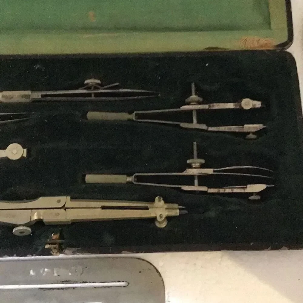 Vintage brown and somebody Philadelphia drafting tools set